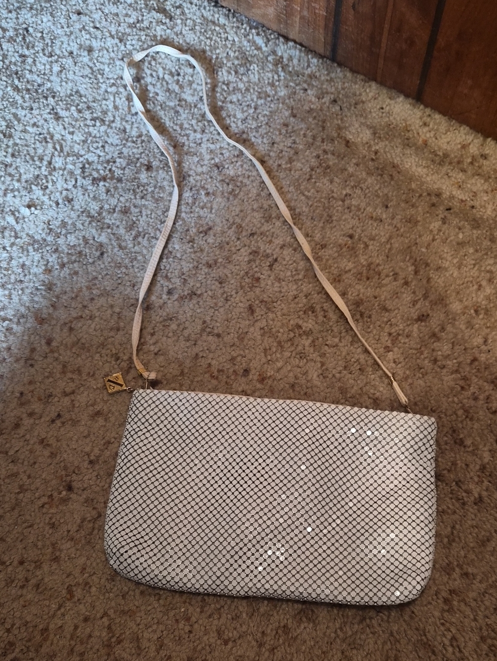 White Mesh Evening Crossbody Bag
